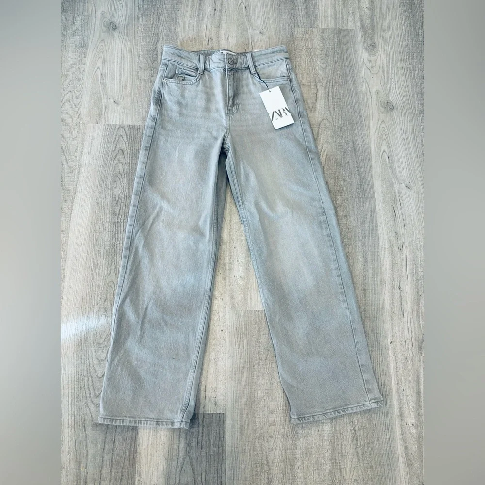 NWT Zara High Rise Straight Ankle Length Gray Jean Size 34 (US 2) - Picture 2 of 8